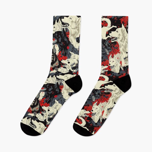 Item preview, whimsical dogs seamless pattern- embracing companionship with an edgy twist designed and sold by 33wolvesdesigns.