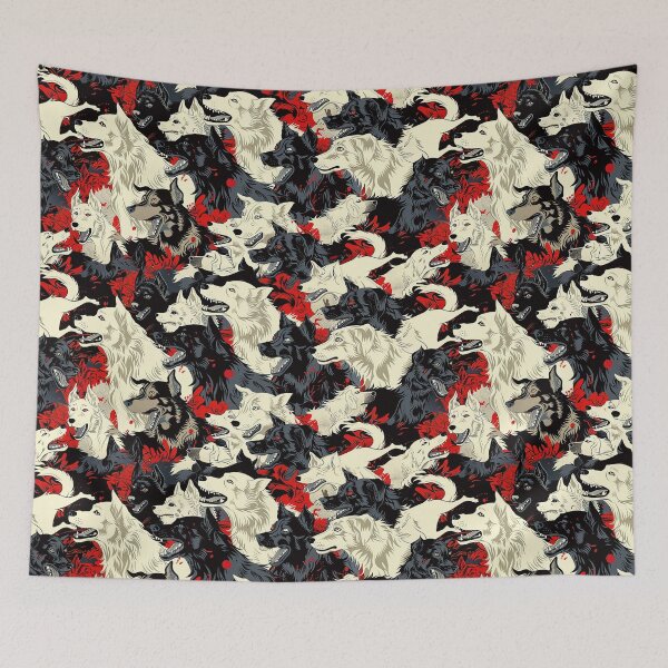 Item preview, whimsical dogs seamless pattern- embracing companionship with an edgy twist designed and sold by 33wolvesdesigns.