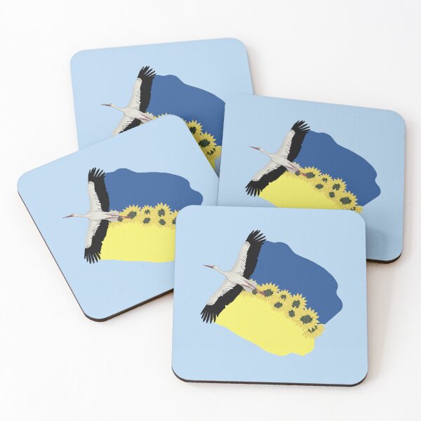 Item preview, A Stork carries a Ukrainian flag and sunflowers on its wings  designed and sold by KateQR.