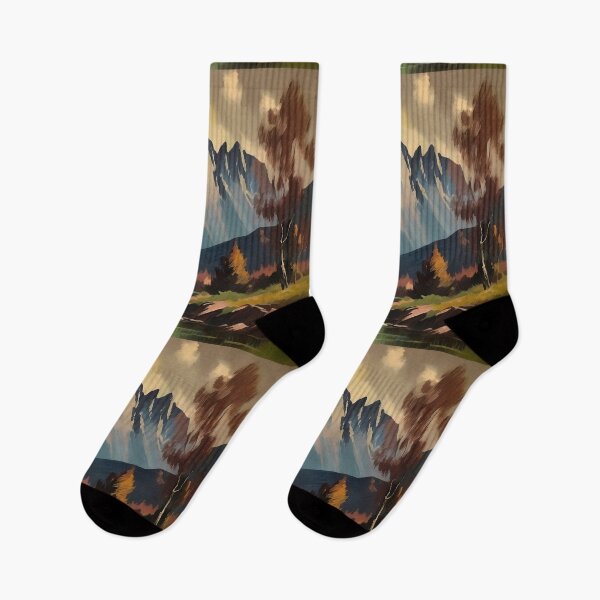 Item preview, Vintage Impressionist Landscape: Mountains in Autumn | Impressionism | Landscape Artwork designed and sold by UnhingedBird.