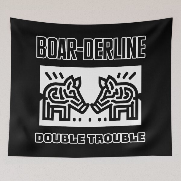 Item preview, Double Trouble in Black and White: Boar-derline Dispute designed and sold by SplashTastic.