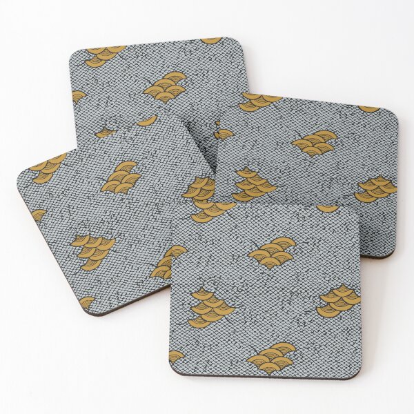 Item preview, Fish scales and waves - Japanese vintage kimono pattern designed and sold by Japan Design Prints.