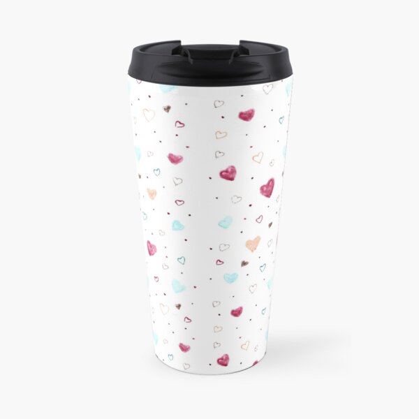Hearts Chalk Pastel Doodle Art Travel Mug