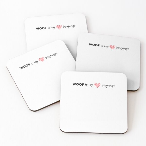 Item preview, Woof Is My Love Language with a heartshape, black letters - funny gifts for dog lovers designed and sold by alczar.