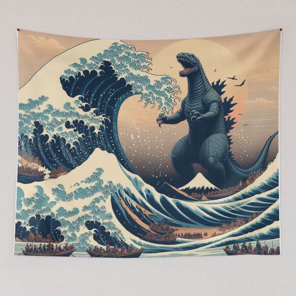 Item preview, godzila kanagawa wave designed and sold by MatthEwCasleE.
