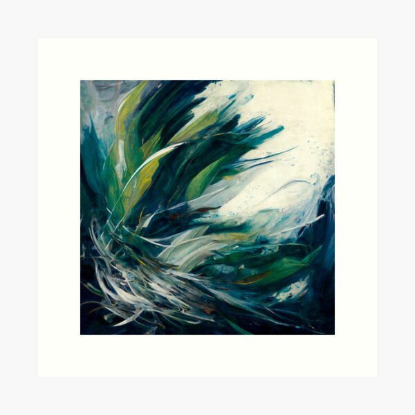 Aperçu de l'œuvre Vert et blanc - Art abstrait créée et vendue par PaintFu.