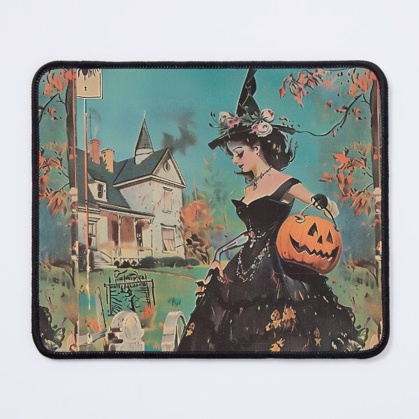 Item preview, Halloween Girl Vintage Art Mid Century Black Artwork For Halloween Vintage Themed Wall Art For Wall  designed and sold by 33wolvesdesigns.