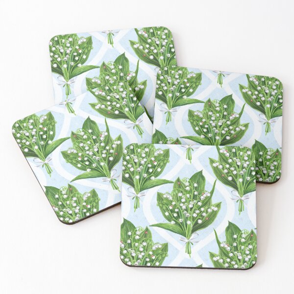 Item preview, Bouquet of lilly of the valley flowers on soft blue designed and sold by Katerina Mitkova Kirilova.