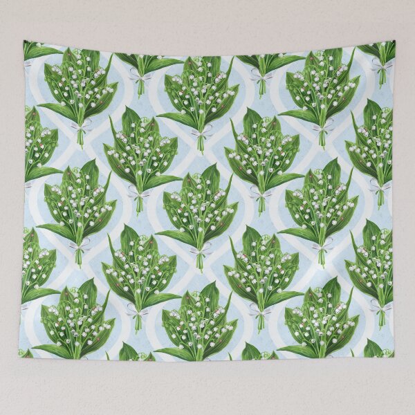 Item preview, Bouquet of lilly of the valley flowers on soft blue designed and sold by Katerina Mitkova Kirilova.