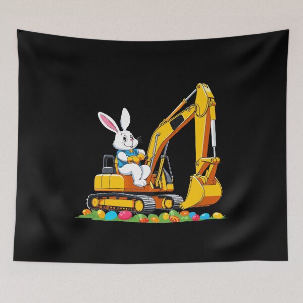 Item preview, Easter bunny excavator driver Easter eggs funny designed and sold by LuminOrb.
