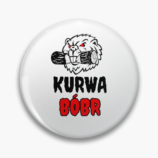 Artikelvorschau, Raging Beaver: Kurwa Bobr Schwarz & Weiß & Rot im Metal Vibe entworfen und verkauft von impressionofmel.
