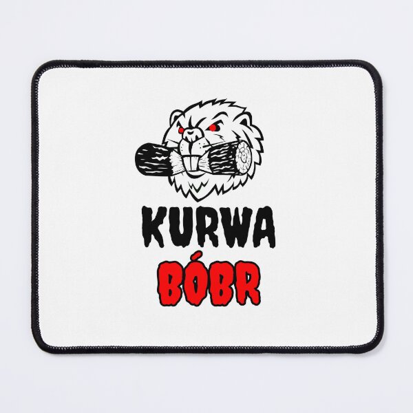Artikelvorschau, Raging Beaver: Kurwa Bobr Schwarz & Weiß & Rot im Metal Vibe entworfen und verkauft von impressionofmel.