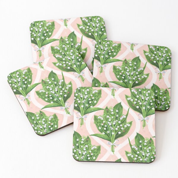 Item preview, Bouquet of lilly of the valley flowers on pink designed and sold by Katerina Mitkova Kirilova.
