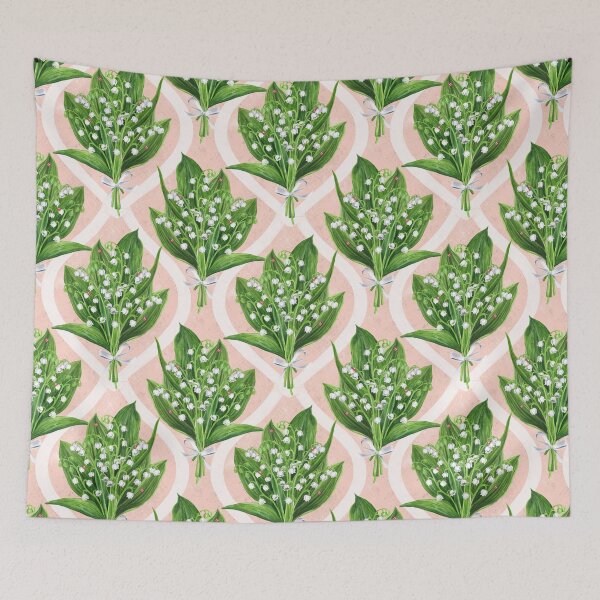 Item preview, Bouquet of lilly of the valley flowers on pink designed and sold by Katerina Mitkova Kirilova.