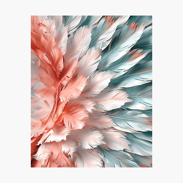 Item preview, White, turquoise and peach fuzz feather mandala designed and sold by Fantasyplus.