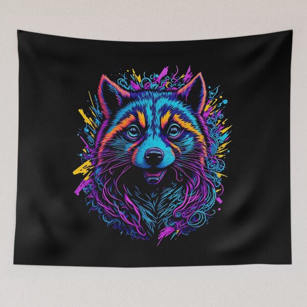 Item preview, Neon Mirth: Raccoons Psychedelic Portrait designed and sold by SharpPenguin.