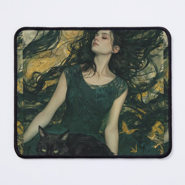 Item preview, Enchanted Serenity - Fantasy Art Print of a Girl and Her Cat designed and sold by 33wolvesdesigns.