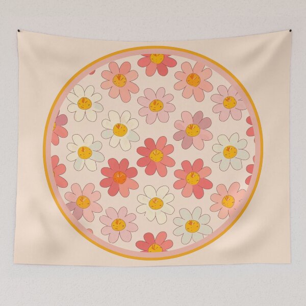 Item preview, Cute retro flowers in circle frame designed and sold by AnnDart.
