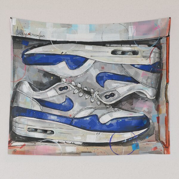 Item preview, AM1 OG blue sneaker in showbox painting designed and sold by GalleryKauffeld.
