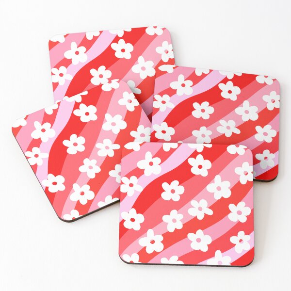 Item preview, Pink and Red, Wavy, Groovy Flowers Pattern  designed and sold by OneThreeSix.