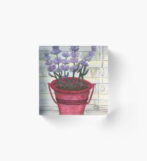 Watercolor Lavender Painting Acrylic Block