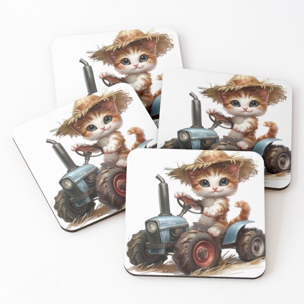 Item preview, Farmer Kitten on a Blue Tractor designed and sold by lawsonlee.