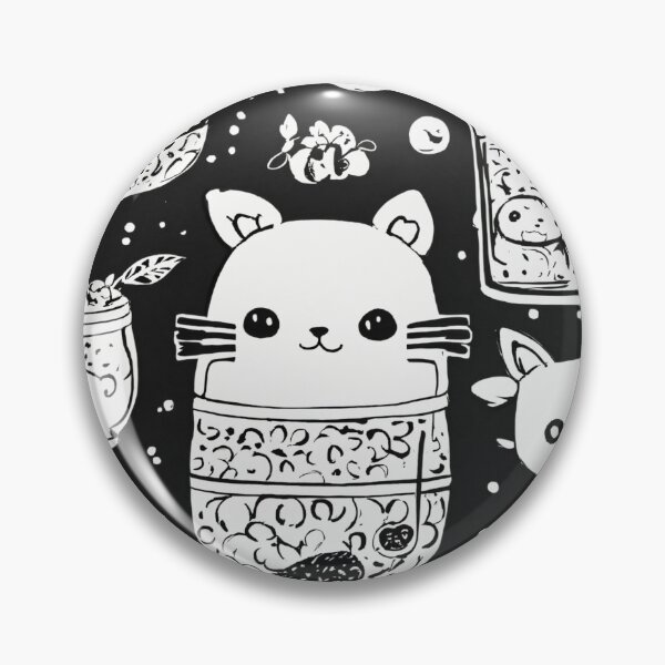 Item preview, Black and White Food and Cat Pattern designed and sold by DesignsbySimons.