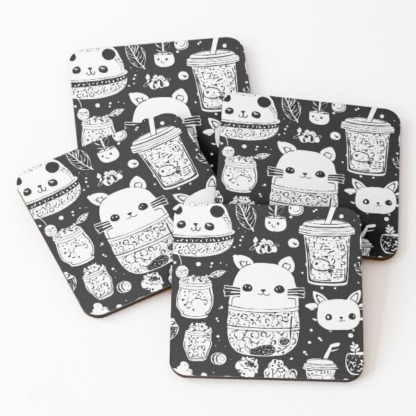 Item preview, Black and White Food and Cat Pattern designed and sold by DesignsbySimons.