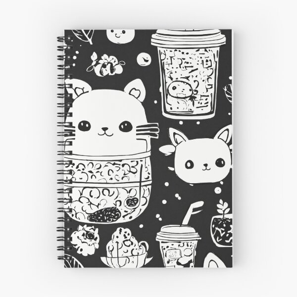 Item preview, Black and White Food and Cat Pattern designed and sold by DesignsbySimons.