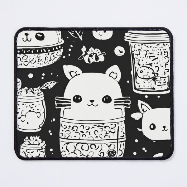 Item preview, Black and White Food and Cat Pattern designed and sold by DesignsbySimons.