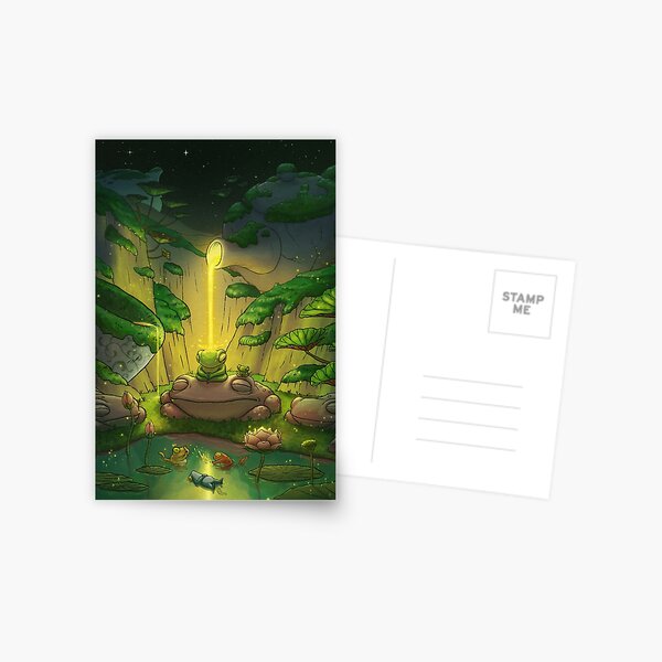 Item preview, tea time frog meditation asian artwork illustration designed and sold by DingHuArt.