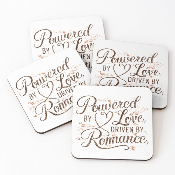 Item preview, Romantic typography design featuring the words: Powered by Love, Driven by Romance. designed and sold by artumbre.