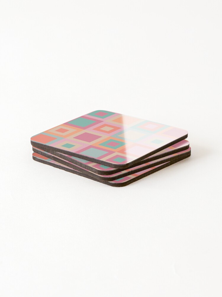 Thumbnail 4 of 5, Coasters (Set of 4), Retro ColorBbocking Checker Pattern designed and sold by CreativeDraws42.