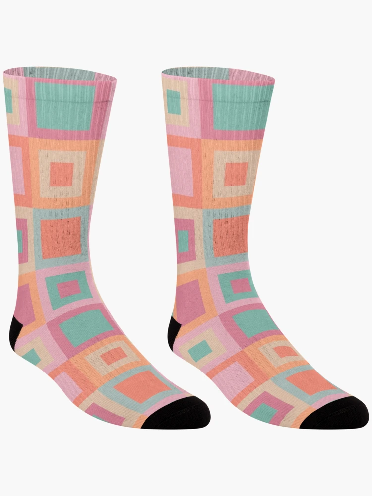 Thumbnail 3 of 5, Socks, Retro ColorBbocking Checker Pattern designed and sold by CreativeDraws42.