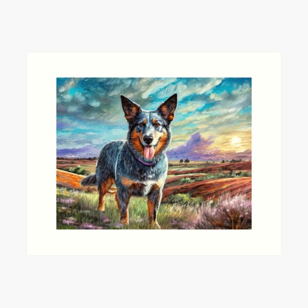 Item preview, Abstract style Australian Blue Cattle dog style painting designed and sold by AiartistAU.