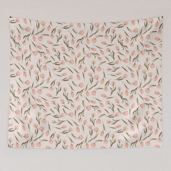 Item preview, Tulips Spring Floral Vintage Retro pink preppy aesthetic flower pattern designed and sold by myrll.