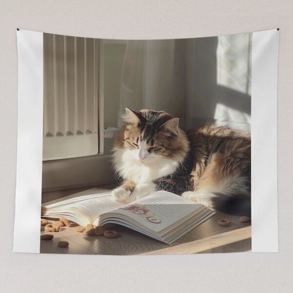Item preview, cat reading a treats recipe book designed and sold by Kirollos9.