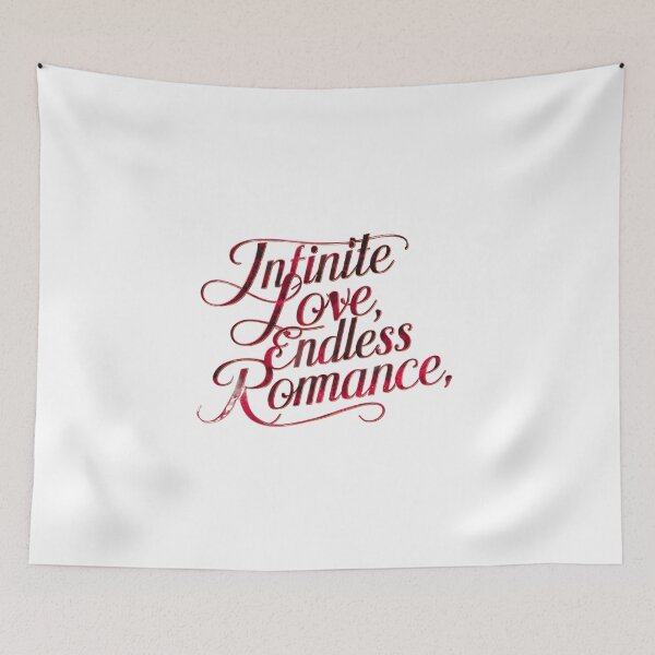 Item preview, A stunning typography-based design featuring the words "Infinite Love, Endless Romance" in elegant, swirling script.  designed and sold by artumbre.