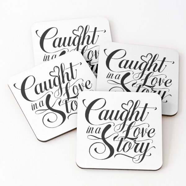 Item preview, A captivating typography design, "Caught in a Love Story," features an elegant cursive font. designed and sold by artumbre.