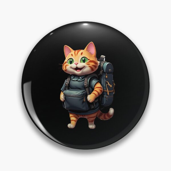 Item preview, Sticker of a happy cat with a backpack on its back isolated on black designed and sold by MPDesign84.