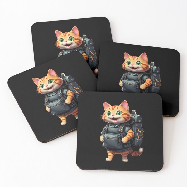 Item preview, Sticker of a happy cat with a backpack on its back isolated on black designed and sold by MPDesign84.