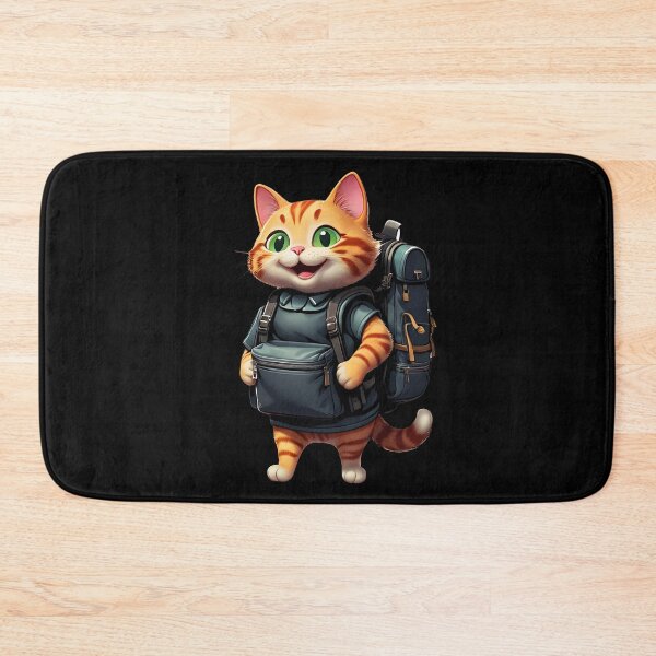 Item preview, Sticker of a happy cat with a backpack on its back isolated on black designed and sold by MPDesign84.