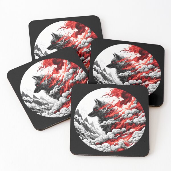 Item preview, Red and Black Fire Lava Wolf, Ai Generated Art  designed and sold by ACC .