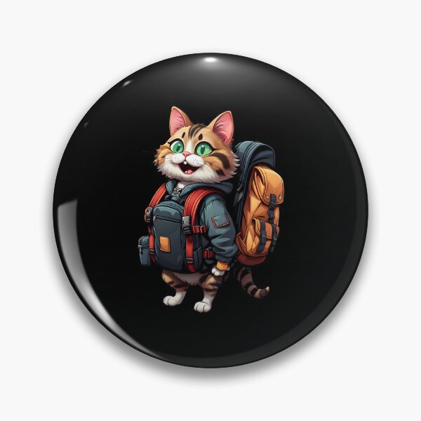 Item preview, Sticker of a happy cat with a backpack on its back isolated on black designed and sold by MPDesign84.
