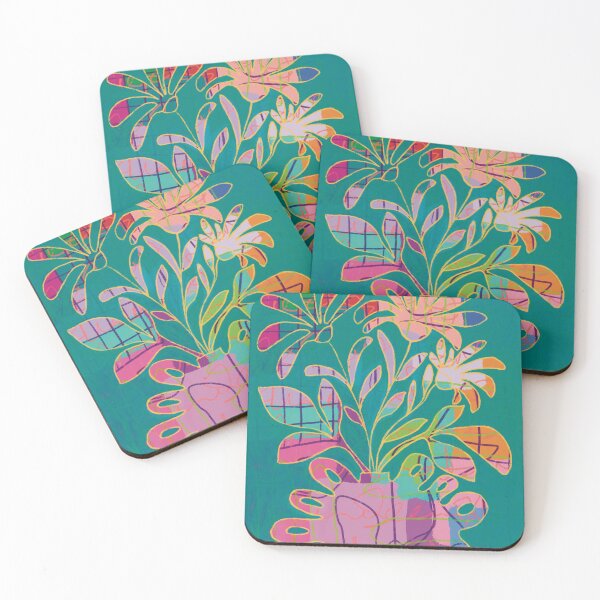 Item preview, Abstract bouquet of flowers in pink and green designed and sold by Corinna Gehrmann.