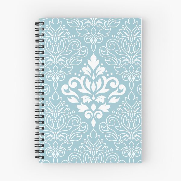 Item preview, Scroll Damask Lg Pattern Mid White+Line on Blue designed and sold by NataliePaskell.