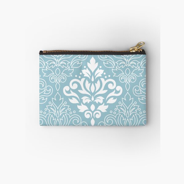 Item preview, Scroll Damask Lg Pattern Mid White+Line on Blue designed and sold by NataliePaskell.