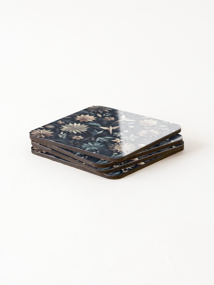 Thumbnail 4 of 5, Coasters (Set of 4), Folded Flora: Origami Nature Pattern designed and sold by RuiFernandes.
