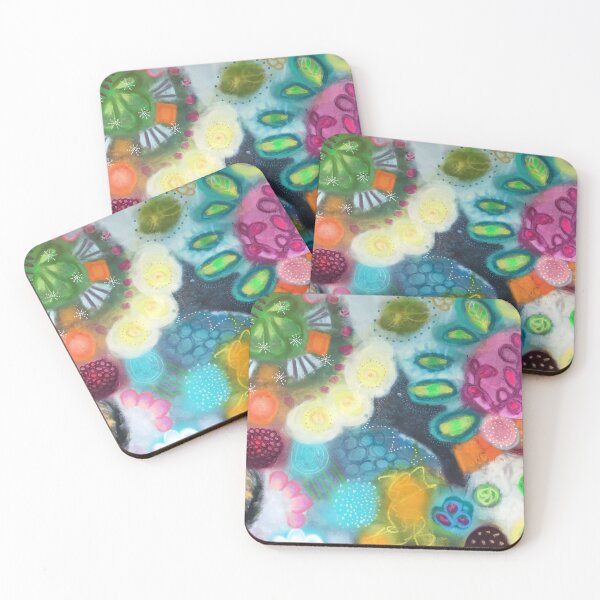 Item preview, abstract, happy, colorful painting, coral reef with flowers designed and sold by Susanne Kurwig.