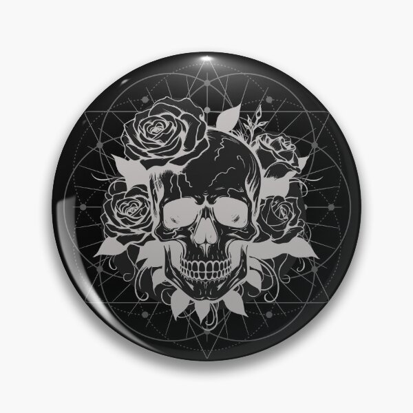 Item preview, Monochrome sacred geometry floral skull designed and sold by MonochromeEcho.
